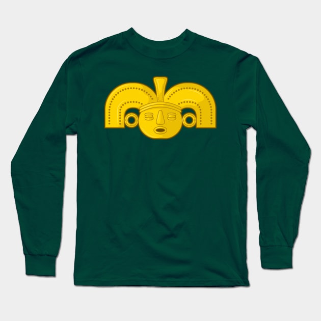 Golden Colombian Ancient Art Long Sleeve T-Shirt by Drumsartco